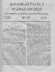 Rozmaitości Warszawskie : pismo dodatkowe do Gazety Korrespondenta Warszawskiego. 1826. Nr 31