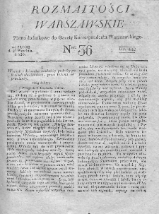 Rozmaitości Warszawskie : pismo dodatkowe do Gazety Korrespondenta Warszawskiego. 1826. Nr 36