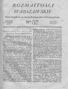 Rozmaitości Warszawskie : pismo dodatkowe do Gazety Korrespondenta Warszawskiego. 1826. Nr 37
