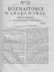 Rozmaitości Warszawskie : pismo dodatkowe do Gazety Korrespondenta Warszawskiego. 1826. Nr 39