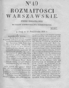 Rozmaitości Warszawskie : pismo dodatkowe do Gazety Korrespondenta Warszawskiego. 1826. Nr 40