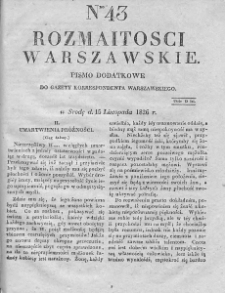 Rozmaitości Warszawskie : pismo dodatkowe do Gazety Korrespondenta Warszawskiego. 1826. Nr 43