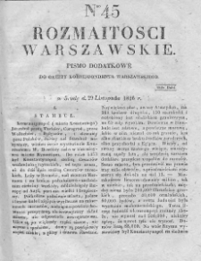 Rozmaitości Warszawskie : pismo dodatkowe do Gazety Korrespondenta Warszawskiego. 1826. Nr 45