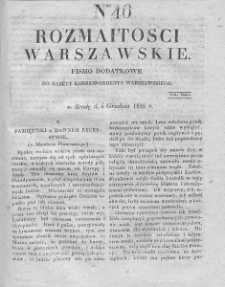 Rozmaitości Warszawskie : pismo dodatkowe do Gazety Korrespondenta Warszawskiego. 1826. Nr 46