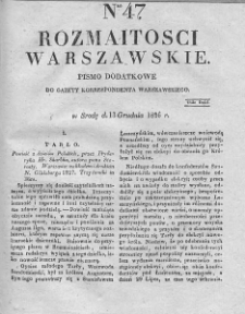 Rozmaitości Warszawskie : pismo dodatkowe do Gazety Korrespondenta Warszawskiego. 1826. Nr 47