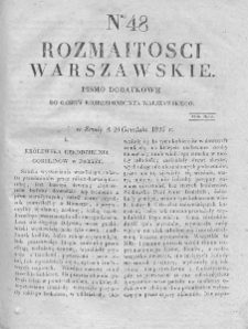 Rozmaitości Warszawskie : pismo dodatkowe do Gazety Korrespondenta Warszawskiego. 1826. Nr 48