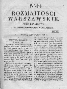 Rozmaitości Warszawskie : pismo dodatkowe do Gazety Korrespondenta Warszawskiego. 1826. Nr 49