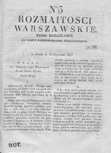Rozmaitości Warszawskie : pismo dodatkowe do Gazety Korrespondenta Warszawskiego. 1827. Nr 5