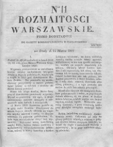Rozmaitości Warszawskie : pismo dodatkowe do Gazety Korrespondenta Warszawskiego. 1827. Nr 11