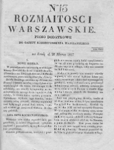 Rozmaitości Warszawskie : pismo dodatkowe do Gazety Korrespondenta Warszawskiego. 1827. Nr 13
