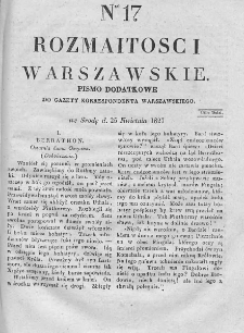 Rozmaitości Warszawskie : pismo dodatkowe do Gazety Korrespondenta Warszawskiego. 1827. Nr 17