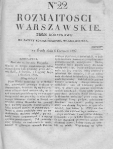 Rozmaitości Warszawskie : pismo dodatkowe do Gazety Korrespondenta Warszawskiego. 1827. Nr 22