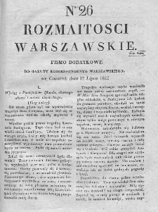 Rozmaitości Warszawskie : pismo dodatkowe do Gazety Korrespondenta Warszawskiego. 1827. Nr 26