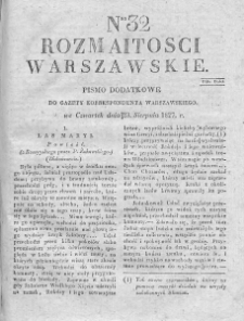 Rozmaitości Warszawskie : pismo dodatkowe do Gazety Korrespondenta Warszawskiego. 1827. Nr 32