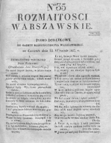 Rozmaitości Warszawskie : pismo dodatkowe do Gazety Korrespondenta Warszawskiego. 1827. Nr 35