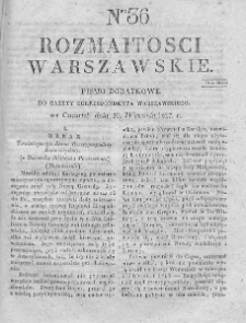 Rozmaitości Warszawskie : pismo dodatkowe do Gazety Korrespondenta Warszawskiego. 1827. Nr 36