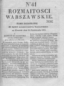 Rozmaitości Warszawskie : pismo dodatkowe do Gazety Korrespondenta Warszawskiego. 1827. Nr 41