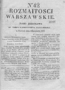 Rozmaitości Warszawskie : pismo dodatkowe do Gazety Korrespondenta Warszawskiego. 1827. Nr 42