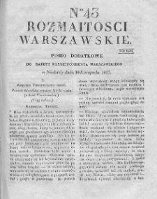 Rozmaitości Warszawskie : pismo dodatkowe do Gazety Korrespondenta Warszawskiego. 1827. Nr 43