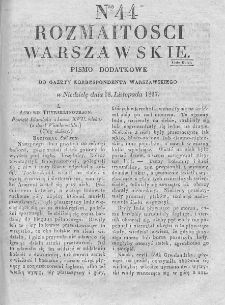 Rozmaitości Warszawskie : pismo dodatkowe do Gazety Korrespondenta Warszawskiego. 1827. Nr 44