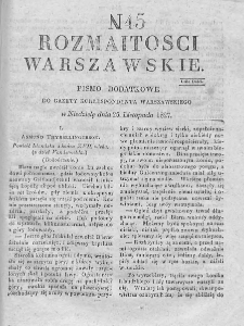 Rozmaitości Warszawskie : pismo dodatkowe do Gazety Korrespondenta Warszawskiego. 1827. Nr 45