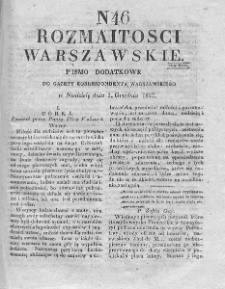 Rozmaitości Warszawskie : pismo dodatkowe do Gazety Korrespondenta Warszawskiego. 1827. Nr 46