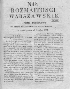 Rozmaitości Warszawskie : pismo dodatkowe do Gazety Korrespondenta Warszawskiego. 1827. Nr 48