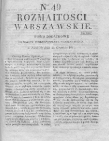 Rozmaitości Warszawskie : pismo dodatkowe do Gazety Korrespondenta Warszawskiego. 1827. Nr 49