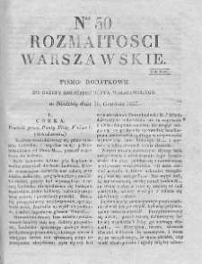 Rozmaitości Warszawskie : pismo dodatkowe do Gazety Korrespondenta Warszawskiego. 1827. Nr 50