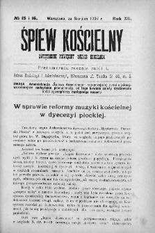 Śpiew Kościelny : miesięcznik poświęcony muzyce kościelnej. 1907, nr 15-16