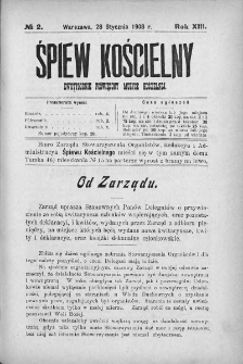 Śpiew Kościelny : miesięcznik poświęcony muzyce kościelnej. 1908, nr 2