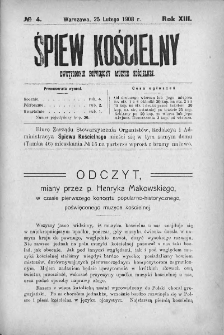 Śpiew Kościelny : miesięcznik poświęcony muzyce kościelnej. 1908, nr 4