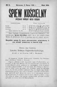 Śpiew Kościelny : miesięcznik poświęcony muzyce kościelnej. 1908, nr 6