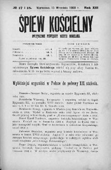 Śpiew Kościelny : miesięcznik poświęcony muzyce kościelnej. 1908, nr 17-18