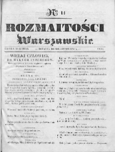 Rozmaitości Warszawskie : pismo dodatkowe do Gazety Korrespondenta Warszawskiego. 1835. Nr 14