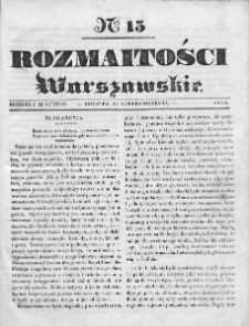 Rozmaitości Warszawskie : pismo dodatkowe do Gazety Korrespondenta Warszawskiego. 1835. Nr 15