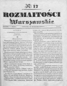 Rozmaitości Warszawskie : pismo dodatkowe do Gazety Korrespondenta Warszawskiego. 1835. Nr 17