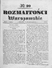Rozmaitości Warszawskie : pismo dodatkowe do Gazety Korrespondenta Warszawskiego. 1835. Nr 20