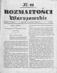 Rozmaitości Warszawskie : pismo dodatkowe do Gazety Korrespondenta Warszawskiego. 1835. Nr 21