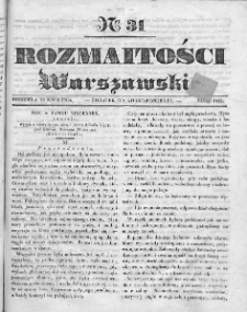 Rozmaitości Warszawskie : pismo dodatkowe do Gazety Korrespondenta Warszawskiego. 1835. Nr 31