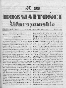 Rozmaitości Warszawskie : pismo dodatkowe do Gazety Korrespondenta Warszawskiego. 1835. Nr 33