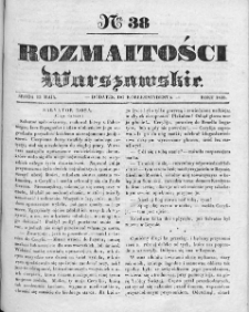 Rozmaitości Warszawskie : pismo dodatkowe do Gazety Korrespondenta Warszawskiego. 1835. Nr 38