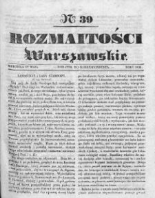 Rozmaitości Warszawskie : pismo dodatkowe do Gazety Korrespondenta Warszawskiego. 1835. Nr 39
