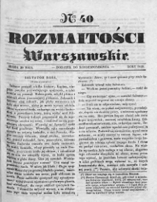 Rozmaitości Warszawskie : pismo dodatkowe do Gazety Korrespondenta Warszawskiego. 1835. Nr 40