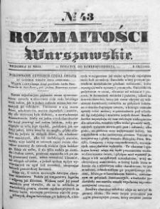 Rozmaitości Warszawskie : pismo dodatkowe do Gazety Korrespondenta Warszawskiego. 1835. Nr 43