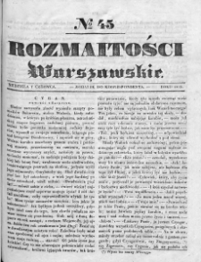 Rozmaitości Warszawskie : pismo dodatkowe do Gazety Korrespondenta Warszawskiego. 1835. Nr 45