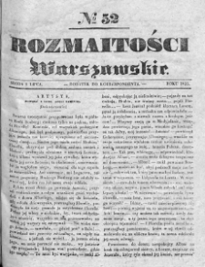 Rozmaitości Warszawskie : pismo dodatkowe do Gazety Korrespondenta Warszawskiego. 1835. Nr 52