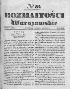 Rozmaitości Warszawskie : pismo dodatkowe do Gazety Korrespondenta Warszawskiego. 1835. Nr 54