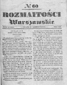Rozmaitości Warszawskie : pismo dodatkowe do Gazety Korrespondenta Warszawskiego. 1835. Nr 60