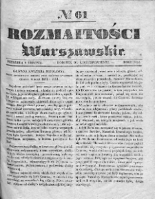 Rozmaitości Warszawskie : pismo dodatkowe do Gazety Korrespondenta Warszawskiego. 1835. Nr 61